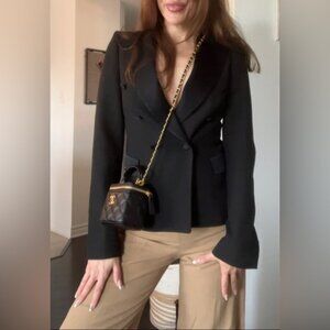 Mango tan wide leg trousers